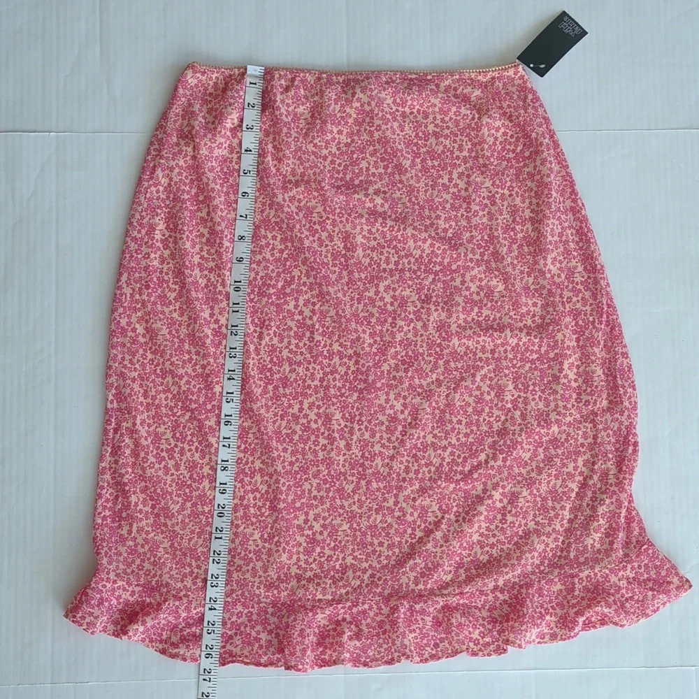 NWT Wild Fable Floral Ruffle Hem Midi Skirt LARGE Pink Dainty - Picture 14 of 14